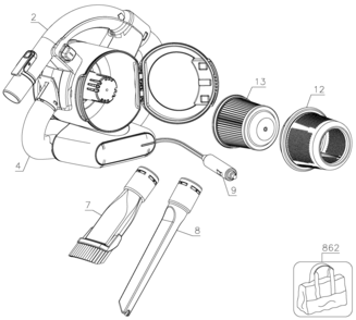 Part Location Diagram of 90621745 DeWALT BAG, MESH, CAR VAC